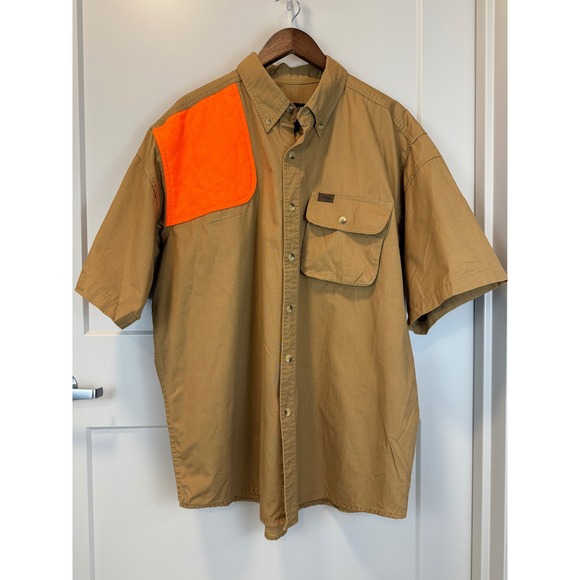 Sportsman's Outfitters Other - Sportsmans Warehouse Outfitters Canvas Utility Shirt Khaki Neon Shoulder Size XL